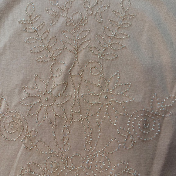 Sigrid Olsen Women's Size XL Peach Beaded  T-Shirt Top - Picture 7 of 10
